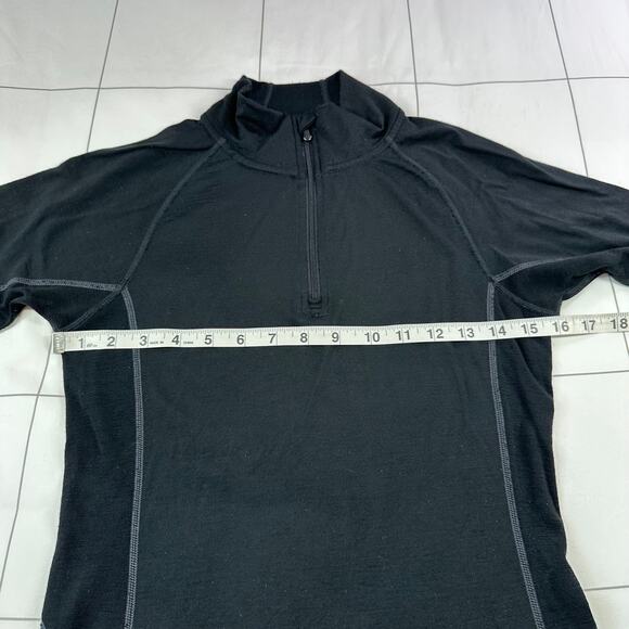 Smartwool 1/4 Zip Pullover Women Medium Black Merino Wool Base Layer Lightweight - Picture 7 of 8